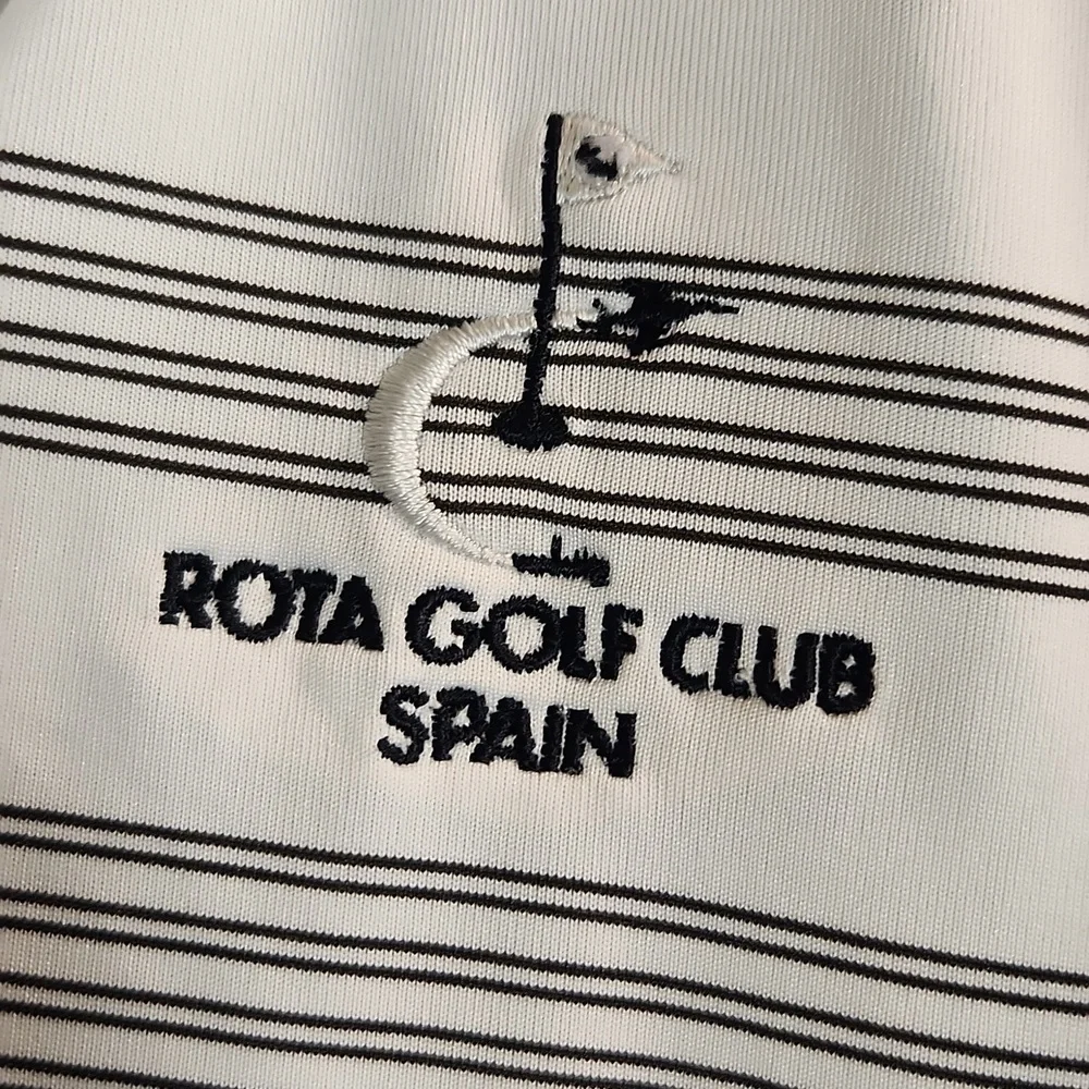 Nike Rota Golf Club Tour Performance Dri-Fit Striped Polo - Medium, Black & Whit